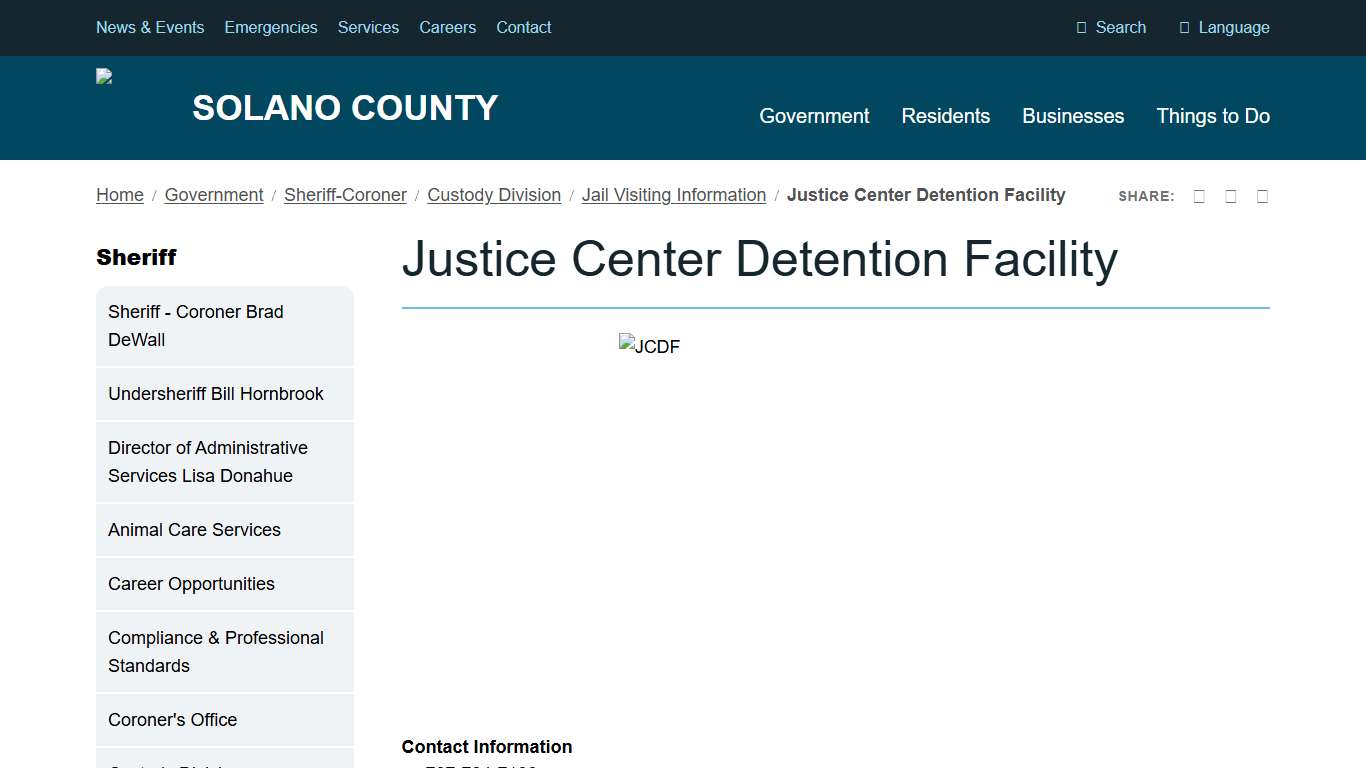 Justice Center Detention Facility Solano County, California